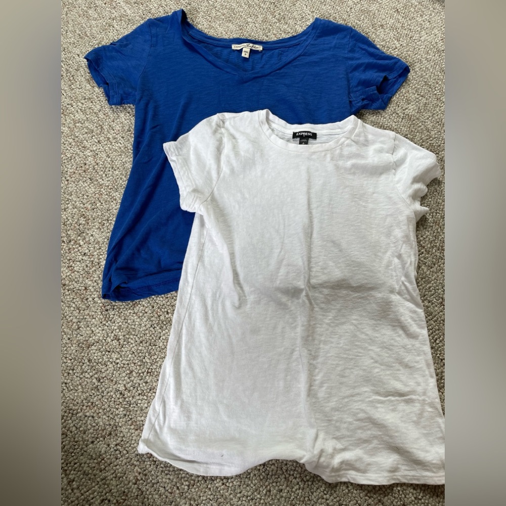 BUNDLE 2x Women's Small Express Tees- Blue+White